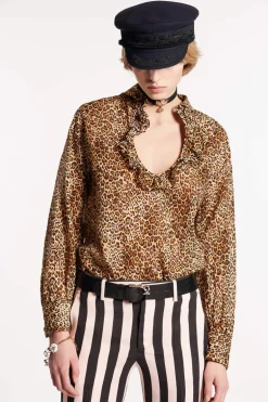 Animal Print Long Sleeve Fluid Top