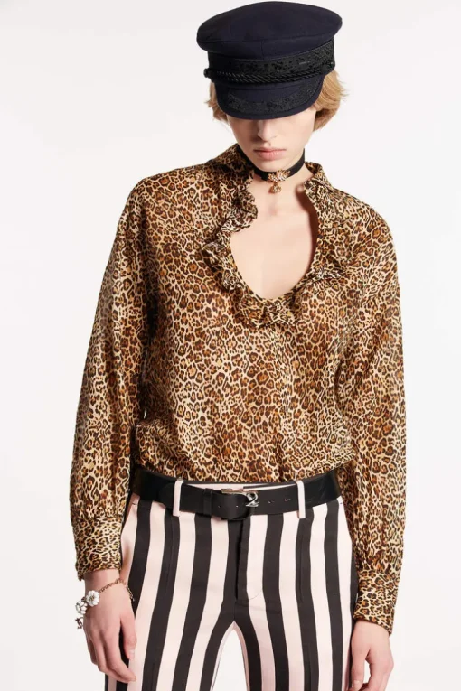 Animal Print Long Sleeve Fluid Top