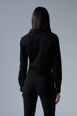 Black Bull Wash Icon Western Cropped Shirt