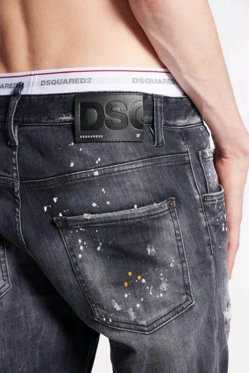 Black Orange Spots Wash Skater Jeans