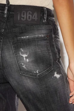 Black Ripped Knee Wash Boston Jeans