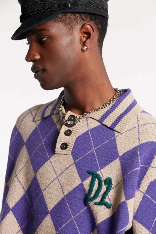 D2 Argyle Polo Knit