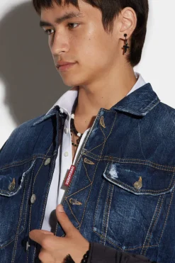 D2 Quilted Mix Dropped Shoulder Jean Jacket
