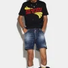 Dark Ripped Wash Commando Denim Shorts