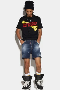 Dark Ripped Wash Commando Denim Shorts