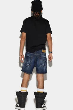 Dark Ripped Wash Commando Denim Shorts