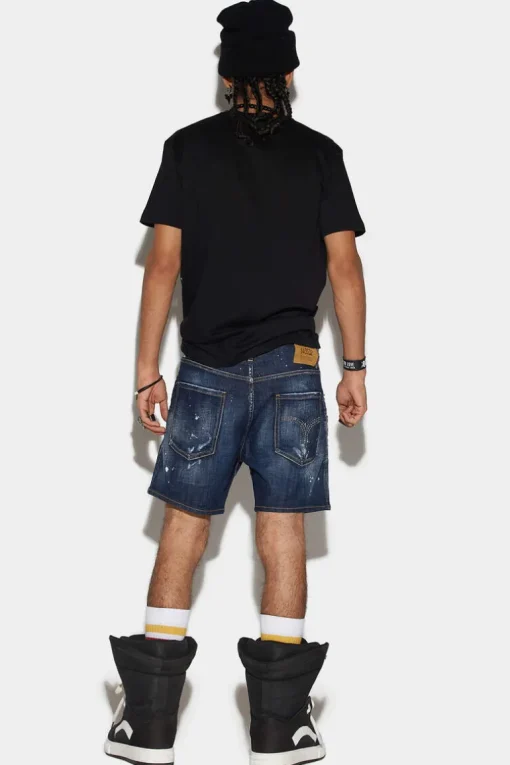 Dark Ripped Wash Commando Denim Shorts