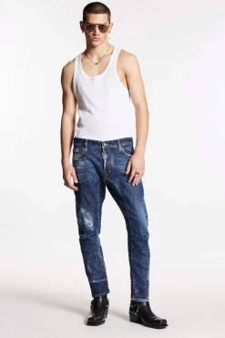 Dark Scar Wash Tidy Biker Jeans