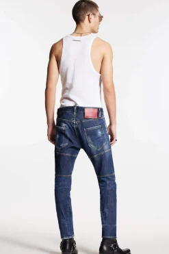 Dark Scar Wash Tidy Biker Jeans
