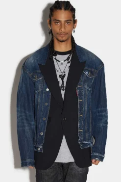 Dark Semplice Wash Layered Mix Blazer