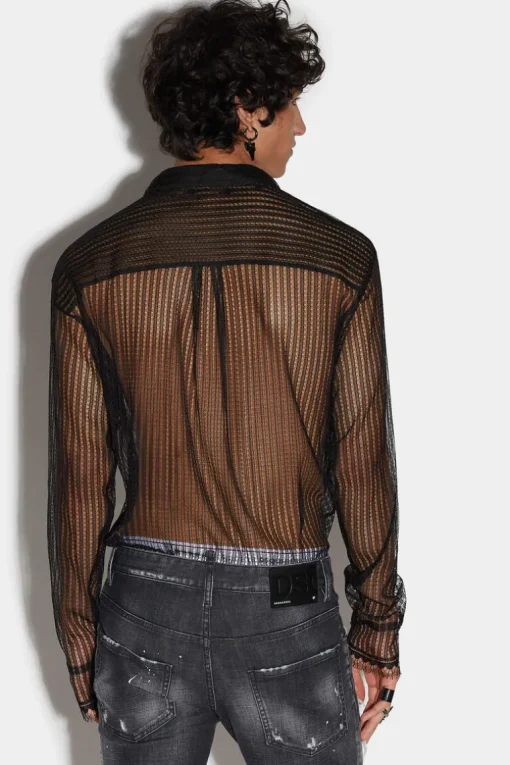 Lace Dropped Shoulder Shirt