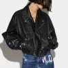 Leather Cropped Biker Jacket