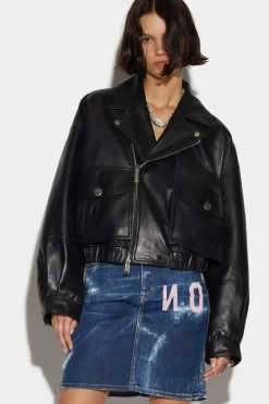 Leather Cropped Biker Jacket