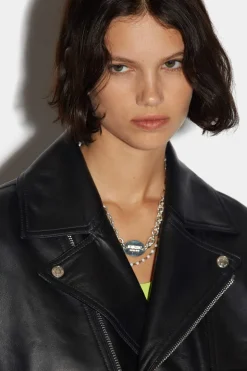 Leather Cropped Biker Jacket
