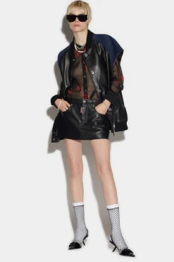 Leather Over Bomber Vest