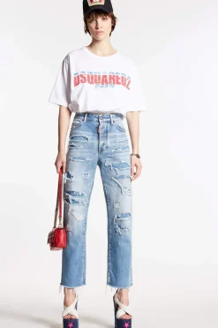 Light Super Ripped Wash Boston Jeans