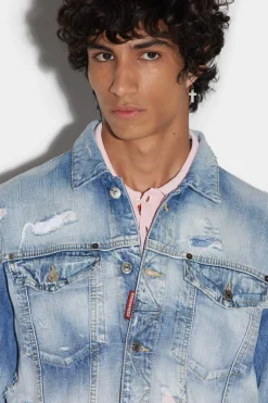 Light Super Ripped Wash Medium Over Jean Jacket