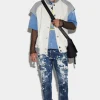 Medium Acid Broken Wash Relax Long Crotch Jeans