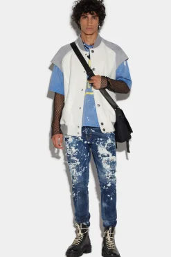 Medium Acid Broken Wash Relax Long Crotch Jeans