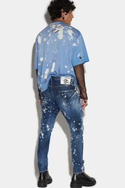 Medium Acid Broken Wash Relax Long Crotch Jeans