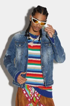 Medium Blue Square Wash Classic Jean Jacket
