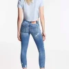 Medium Crystal Peach Medium Waist Cropped Twiggy Jeans