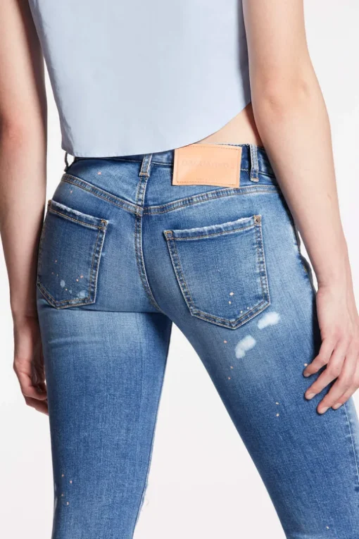 Medium Crystal Peach Medium Waist Cropped Twiggy Jeans