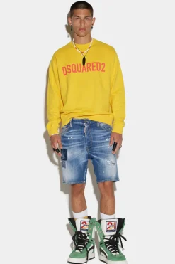 Medium Denim Patches Wash Marine Shorts