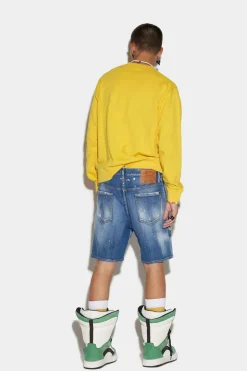 Medium Denim Patches Wash Marine Shorts