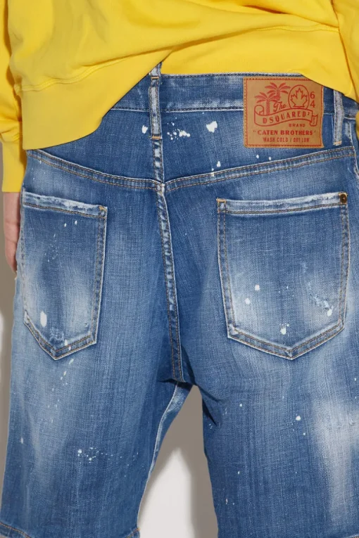 Medium Denim Patches Wash Marine Shorts