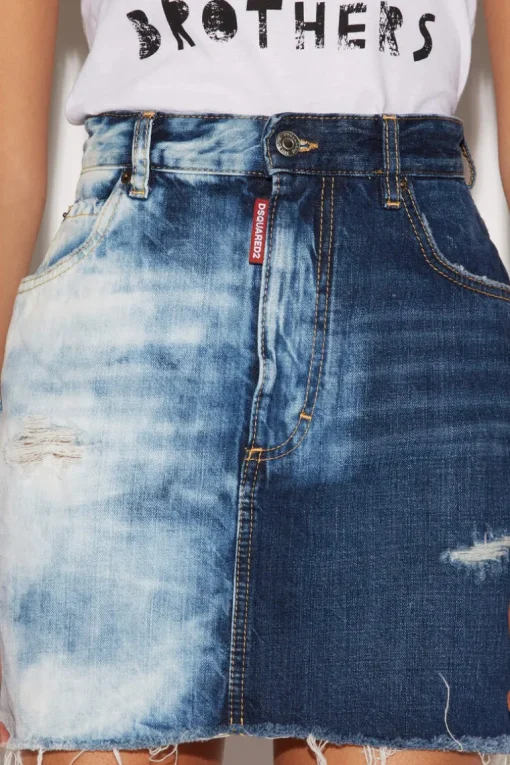 Medium Night & Day Wash Denim Mini Skirt
