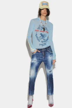 Medium Powder Spots Wash Cool Girl Cropped Jeans