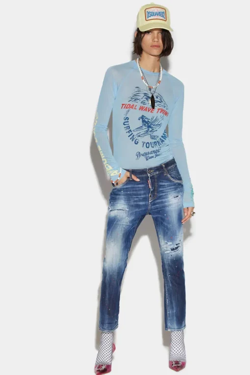 Medium Powder Spots Wash Cool Girl Cropped Jeans