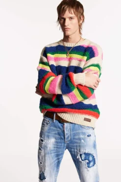 Multicolor Waved Stripes Knit