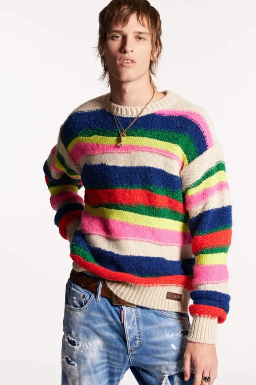 Multicolor Waved Stripes Knit