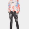 Orange Spots Black Wash Jennifer Cropped Jeans