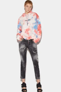 Orange Spots Black Wash Jennifer Cropped Jeans