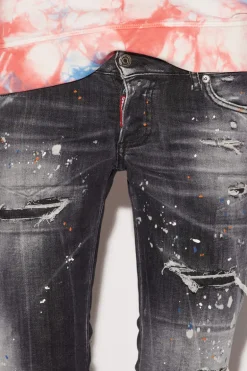 Orange Spots Black Wash Jennifer Cropped Jeans