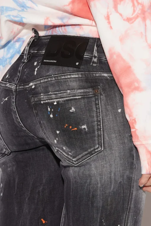 Orange Spots Black Wash Jennifer Cropped Jeans