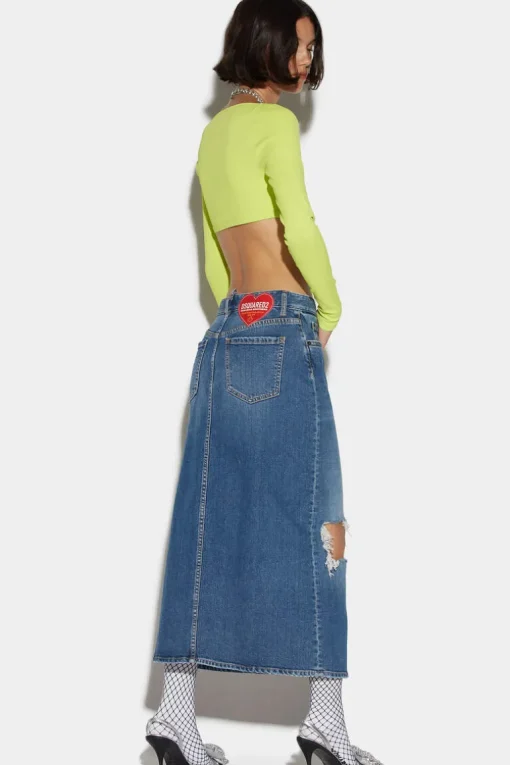 Ripped-Knee Skirt