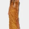Ruffled Cut-Out Gown Dress