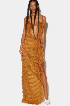 Ruffled Cut-Out Gown Dress