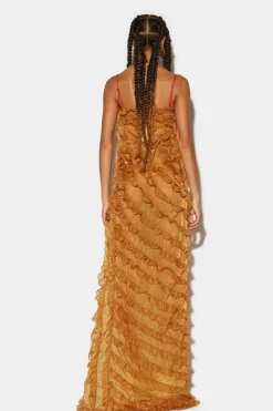 Ruffled Cut-Out Gown Dress