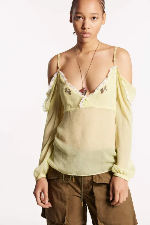 Silky Lace Trimmed Top