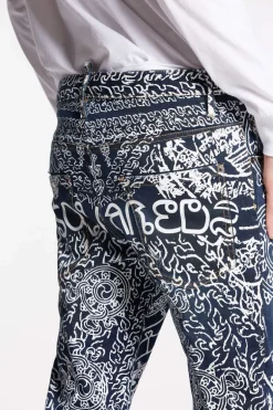 Thai Print Wash Skater Jeans