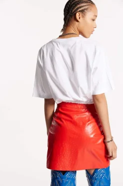 White Fade Dyed Gathered Relaxed T-Shirt
