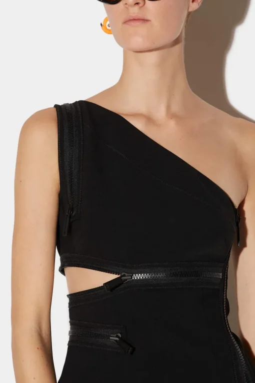 Zip-Detail Mini Dress